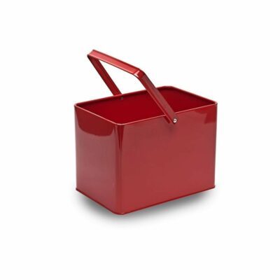 MT005 Red rectangular metal bucket with handle
