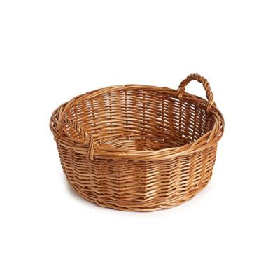 TR113 Buff round wicker tray with handles