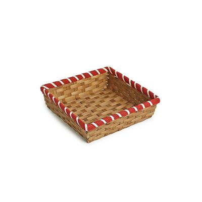 TR230 Square bamboo tray with red border