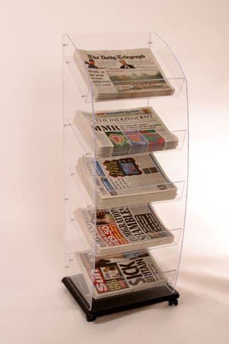 MD531 - Newspaper Display Stand: Frosted - 430mm (W) x 1200mm (H) x 330mm (D) 1