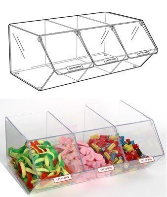 PM9715 - Pick & Mix Dispenser for Unwrapped Sweets: Slat Fix - 495mm (W) x 200mm (H) x 325mm (D)