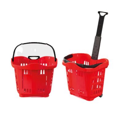 Genslide Wheeled Shopping Basket - Front Angle - Red