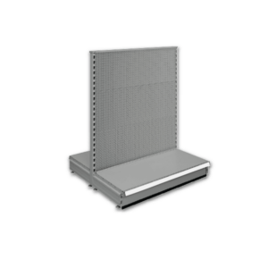 Double sided pegboard gondola - retail shop shelving system - Silver
