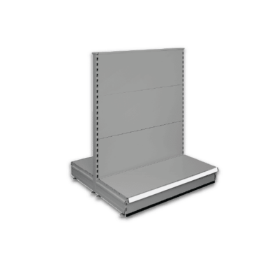 Double sided gondola - retail shop shelving system - Silver