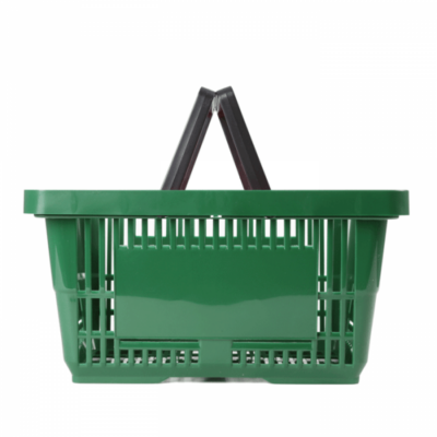 Shopping Basket 22Ltr - Plastic - Green - Double Handle 1