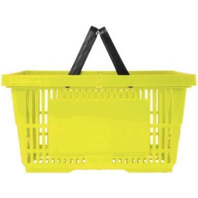 Shopping Basket 22Ltr - Plastic - Yellow - Double Handle 1
