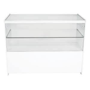 R1505 R1507 Half Glass Showcase Display Counter - White - Front View