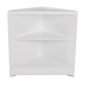 R1517 Open Corner Counter with Timber Shelf - White - Front View