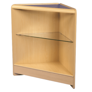R1520 Open Corner Counter with Glass Top and Glass Shelf - Maple
