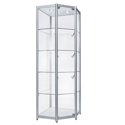 R1565 - Corner Aluminium Tower Showcase Cabinet