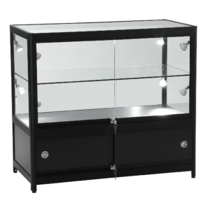R1583 2/3 Glass Showcase Display Counter - Black Frame