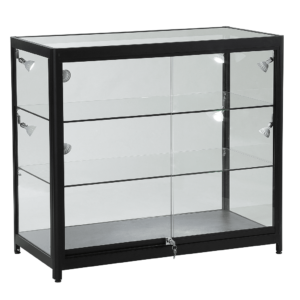 R1585 Full Glass Showcase Display Counter - Black Frame