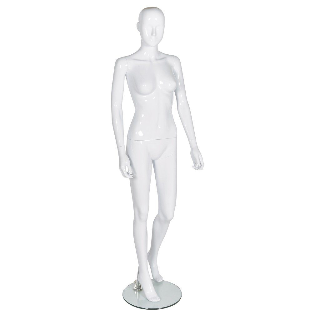 Female Gloss White Mannequin With Glass Base Foot And Calf Fitting