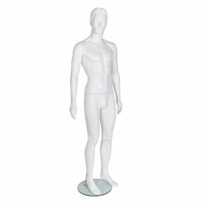 R322 Male Mannequin with Moulded Hair - Matt White