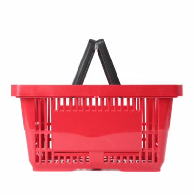 R212-PK10 - 28 Litre Plastic Shopping Baskets - Red - Pack of 10 1