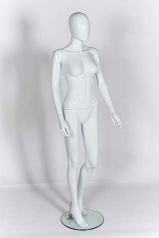 R307 Female Full Body Mannequin Egg Head - Gloss White 1