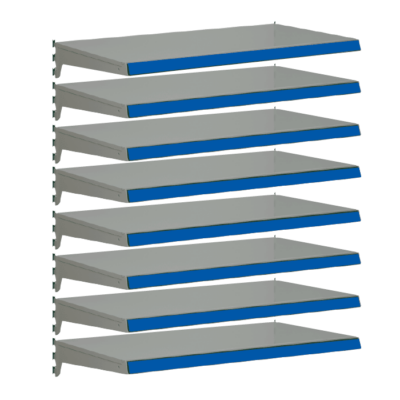 Pack of 8 complete heavy duty shelves for Evolve S50i - Silver & Blue