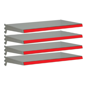Pack of 4 complete heavy duty shelves for Evolve S50i - Silver & Red