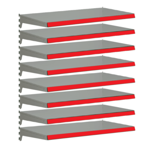 Pack of 8 complete heavy duty shelves for Evolve S50i - Silver & Red