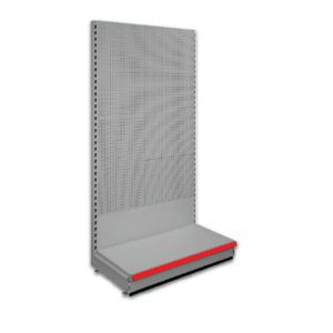 Pegboard shop shelving bays - Silver 9006 & Red
