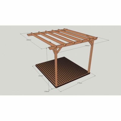 2.4m Lean to Pergola and Decking Kit Dimensions