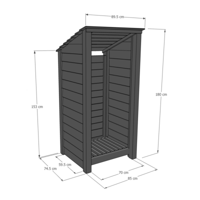 Burley 6ft Log Store - Reversed Roof - Dimensions