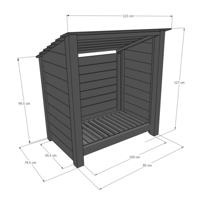 Greetham 4ft Log Store - Reversed Roof - Dimensions