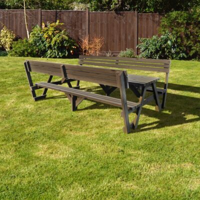 Lyddington Round Picnic Bench - Rustic Brown - 8ft