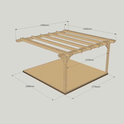 Wall Mounted Double Garden Pergola with Decking Kit 2400mm x 2400mm