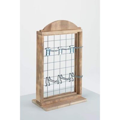 Wood and mesh counter with hooks