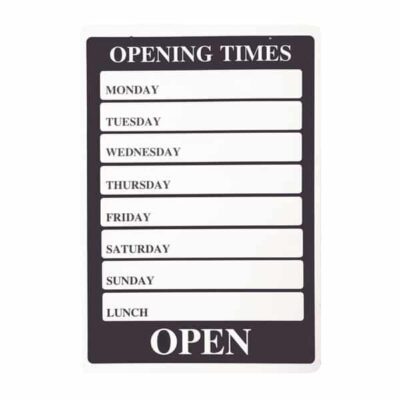 Opening Hours Hanging Door Sign