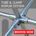 Range of Clamp Fittings and 25mm Tube from DirectShopfittings to create eye-catching displays