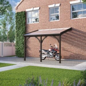 Car Port with Polycarbonate Roof - Rustic Brown - 3 Post