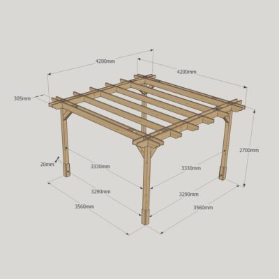 Double Premium Pergola - 4200mm x 4200mm - 4 Post