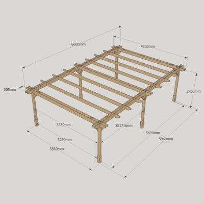 Double Premium Pergola - 4200mm x 6600mm - 6 Post