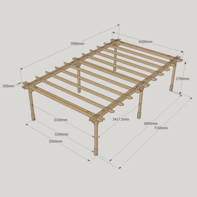 Double Premium Pergola - 4200mm x 7800mm - 6 Post