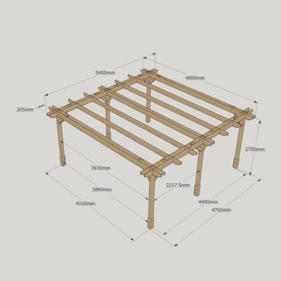 Double Premium Pergola - 4800mm x 5400m - 6 Post