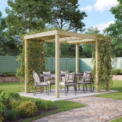 Panel Pergola - Light Green - Front Left - with Foilage