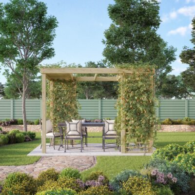 Panel Pergola - Light Green - Front - with foilage