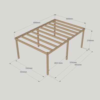 Box Pergola - 3600mm x 6000mm - 6 Post