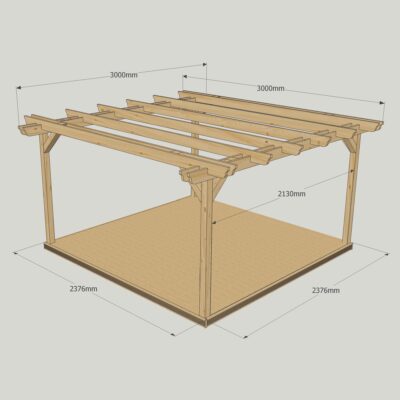 Double Garden Pergola with Decking Kit - 3000mm x 3000mm