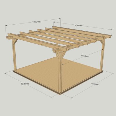 Double Garden Pergola with Decking Kit - 4200mm x 4200mm
