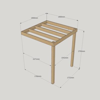 Wall Mounted Box Pergola - 1800mm x 1800mm - 2 Post