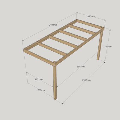 Wall Mounted Box Pergola - 1800mm x 2400mm - 2 Post