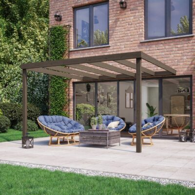 Wall Mounted Box Pergola - Rustic Brown - Front Right