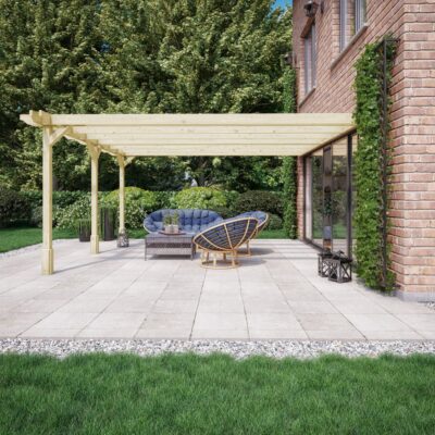 Wall Mounted Double Premium Pergola - Light Green - Side View 01