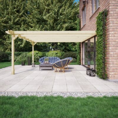 Wall Mounted Double Premium Pergola - Light Green - Side View 02