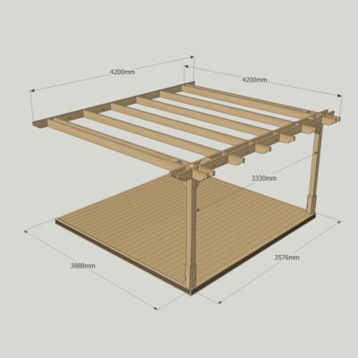 Wall Mounted Double Premium Pergola with Decking Kit 4200mm x 4200mm