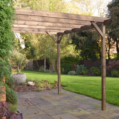 Wall Mounted Garden Pergola - Rustic Brown - Side View
