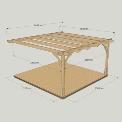 Wall Mounted Premium Pergola with Decking Kit 2400mm x 2400mm